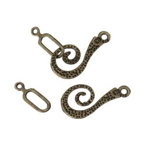 2 x sets fermoir crochet spirale métal couleur bronze feto-55 