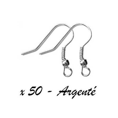 50 supports boucles d'oreilles crochet métal argenté 