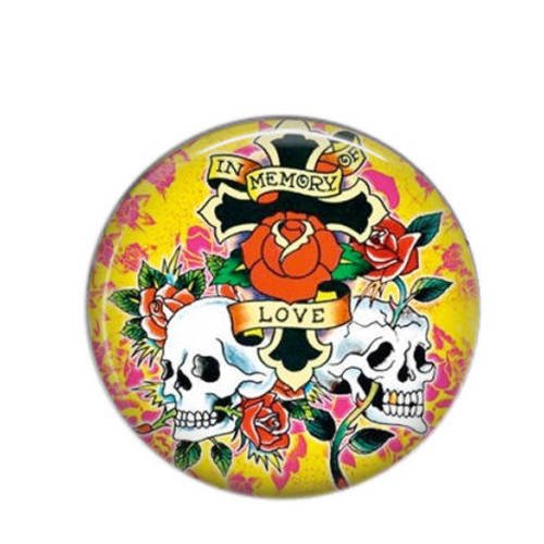 Cabochon rond résine 25mm skull 01 