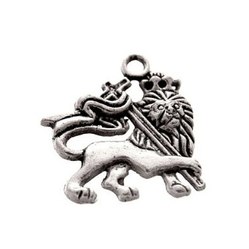 Breloque lion royal, métal argenté, vendu à l'unité (723) 
