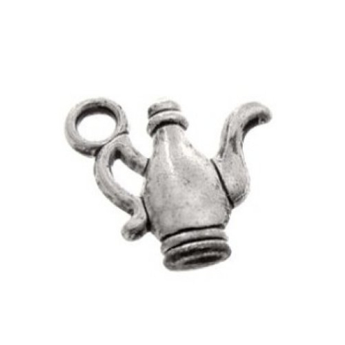 Breloque théière 3d, métal argenté, vendu à l'unité (954)
