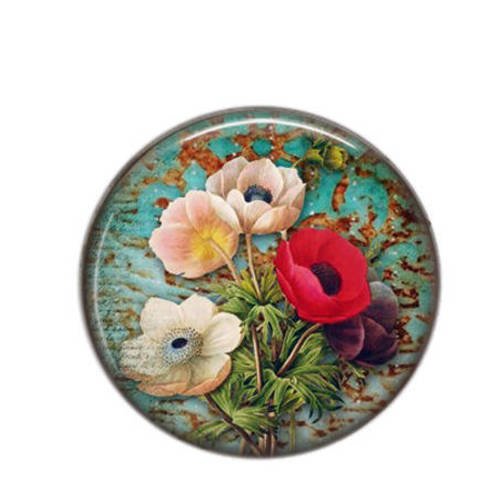 Cabochon rond résine 25mm coquelicot 11 