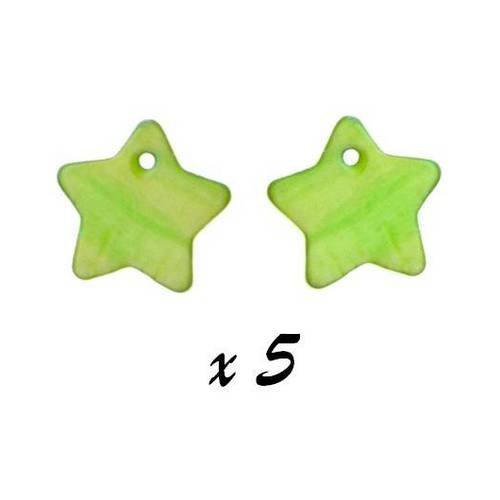 5 x pendentif étoile 18mm nacre vert [pena-13] 