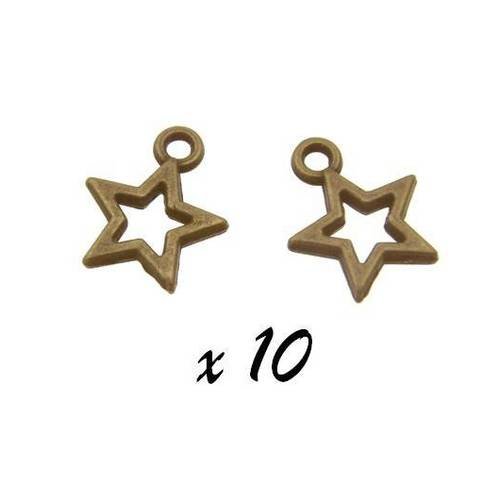 10 x breloque étoile pendentif métal  bronze brag-453 