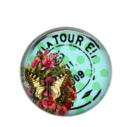 Cabochon rond résine 25mm paris et petits pois 02 