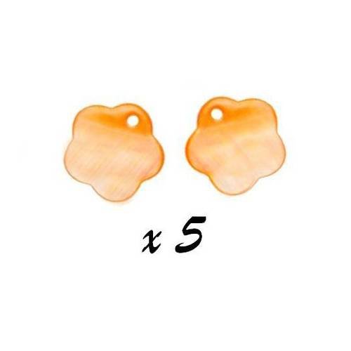 5 x pendentif fleur 12mm nacre orange [pena-10] 