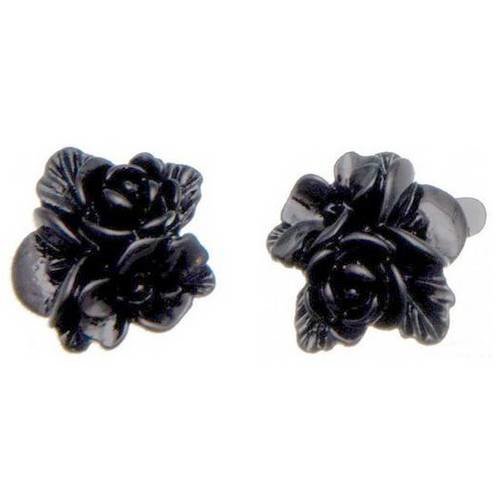 Cabochon fleur noir (x2) résine acrylique 