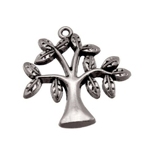 Breloque arbre 33mm, pendentif métal argenté, vendu à l'unité (809)