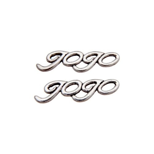 Connecteur mot gogo, 31 x 10 mm, métal argenté, lot de 5 (c15)