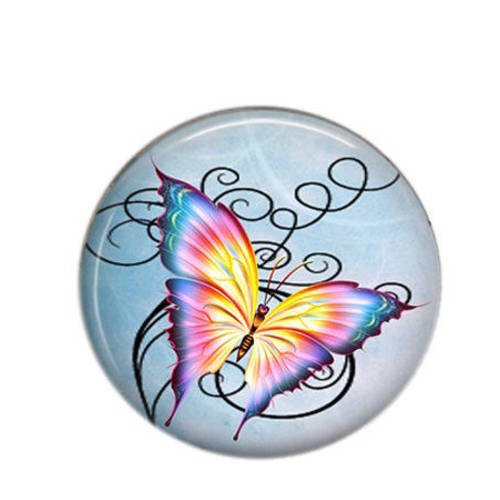 Cabochon rond résine 25mm papillon 03 