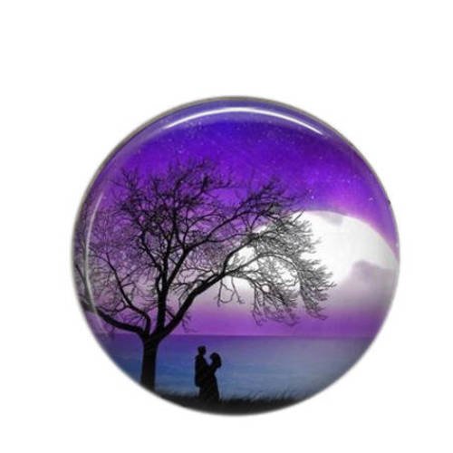 Cabochon rond résine 25mm clair de lune 16 