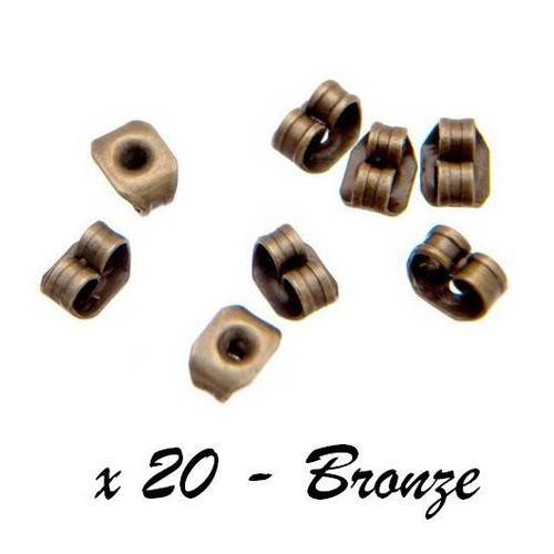 20 embouts poussoirs pour boucles d'oreilles métal couleur bronze bo26 