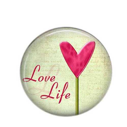Cabochon rond résine 25mm love 23 