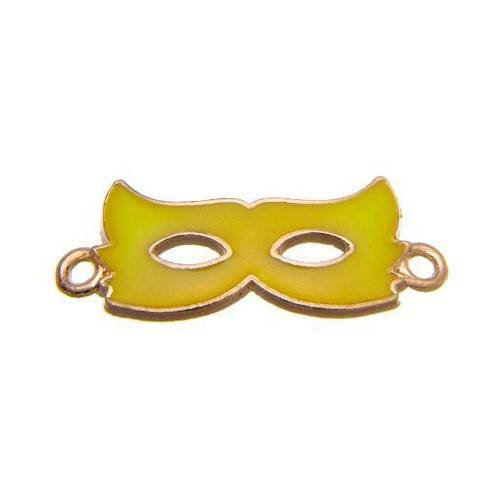 Connecteur masque 34mm métal doré et émail jaune 