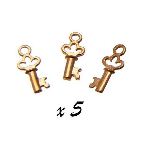 Breloque clé clef doré (x5) pendentif métal brag-660 