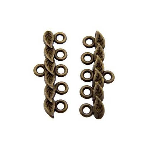 2 embouts 5 trous multirangs connecteur métal couleur bronze 