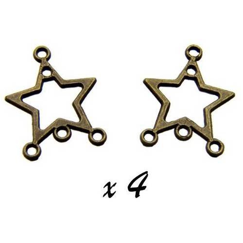 4 x chandelier pendentif étoile métal couleur bronze 