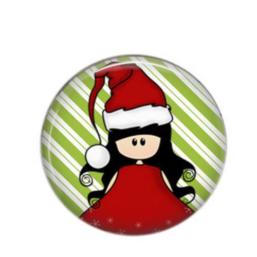 Cabochon rond résine 25mm  fille ange noël 13 