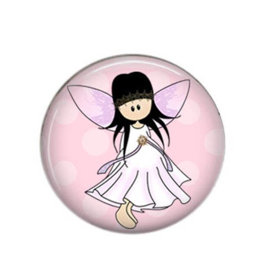 Cabochon rond résine 25mm  fille ange noël 02 