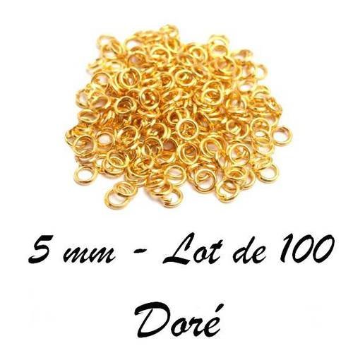 100 anneaux ouverts 5mm métal doré 