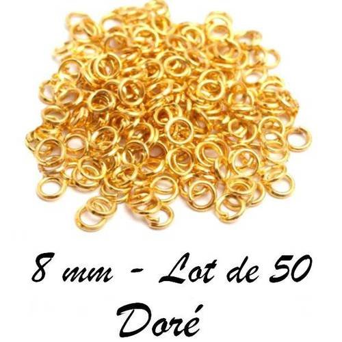 50 anneaux ouverts 8mm métal doré 