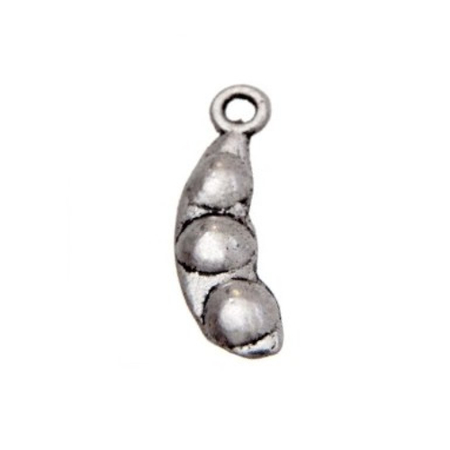 Breloque haricot - petits pois 3d, métal argenté, vendu à l'unité (1003)
