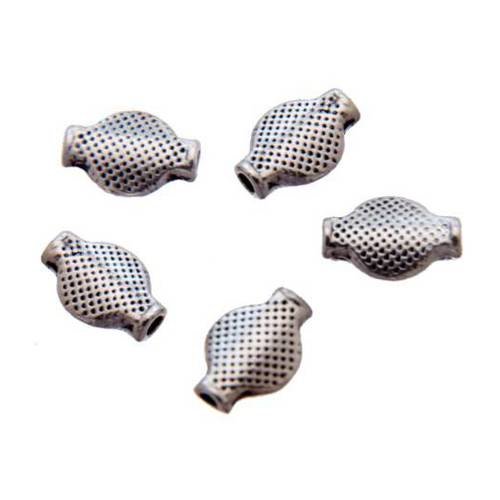 5 x perles intercalaires ovales 12 mm métal argenté 
