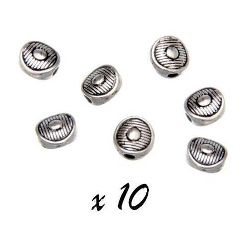 10 x perles intercalaire rondes 6mm métal argenté 