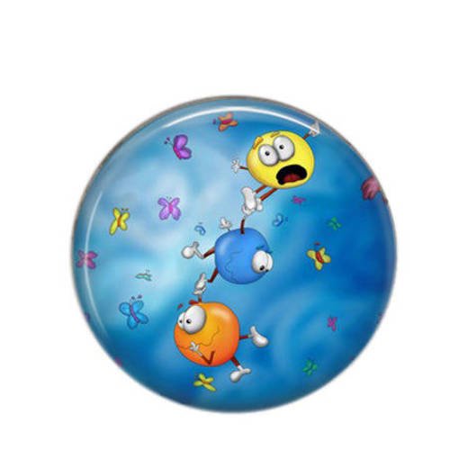 Cabochon rond résine 25mm crazy world 01 