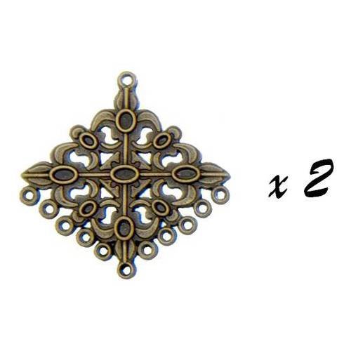 2 x chandeliers connecteurs pendentifs breloques bronze 