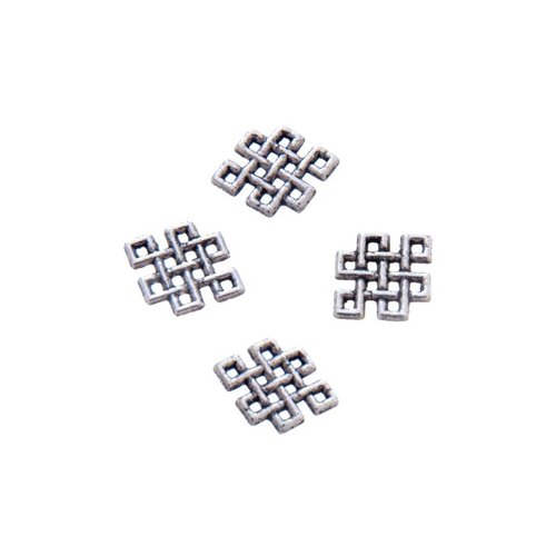 Connecteurs nœuds chinois, 11 x 10 mm, métal argenté, lot de 10 (c31)