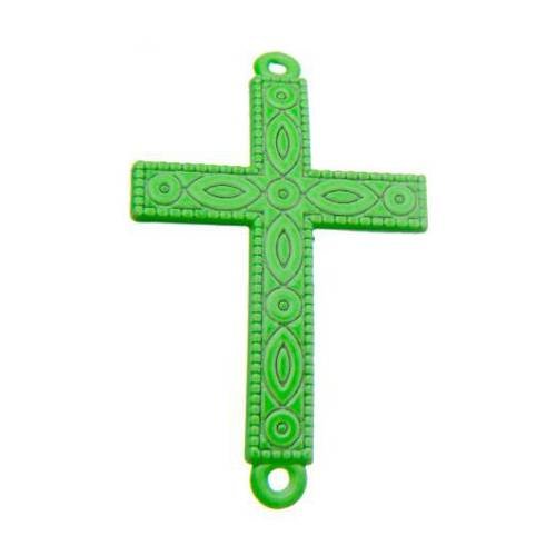 1 connecteur grande croix 43mm métal coloré vert 