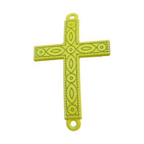 1 connecteur grande croix 43mm métal coloré jaune 