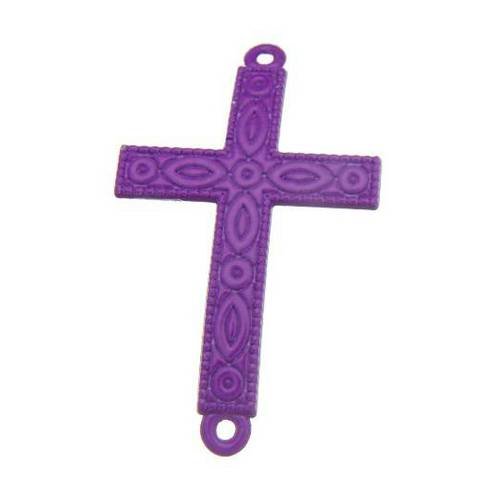 1 connecteur grande croix 43mm métal coloré violet 