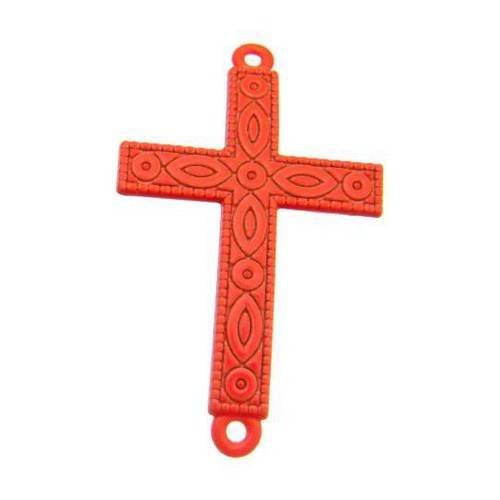 1 connecteur grande croix 43mm métal coloré orange 