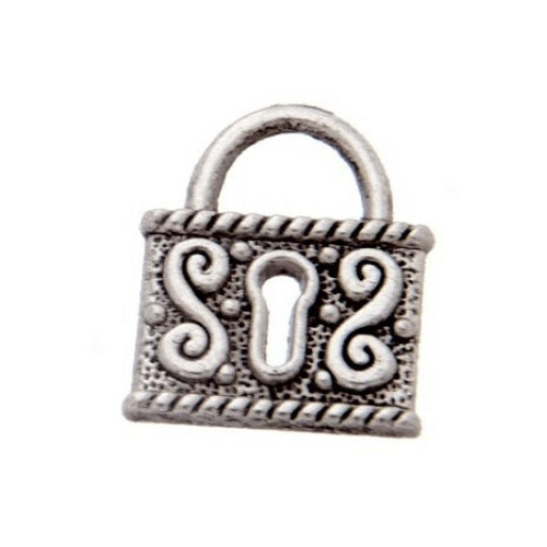 Breloque cadenas, métal argenté, vendu à l'unité (942)