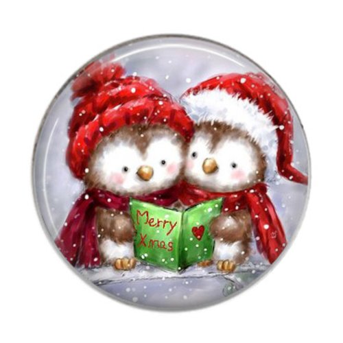 Cabochon rond résine 25mm joyeux noël 68
