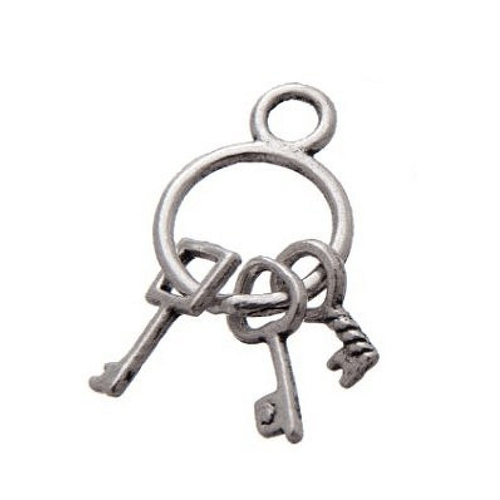 Breloque trousseau de clés/clef, métal argenté, vendu à l'unité  (944)