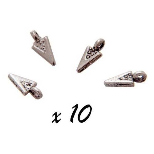 10 x breloque petit triangle métal argenté brag-114 