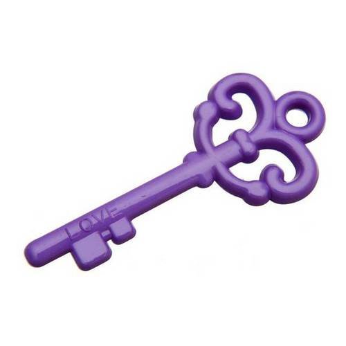 Grand pendentif clé résine 65mm violet 