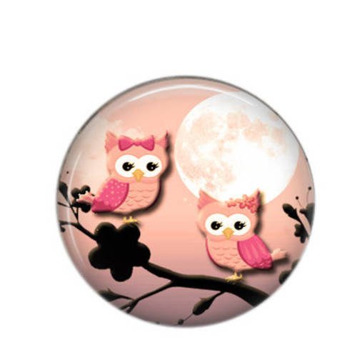 Cabochon résine 25mm hiboux sous la lune 02