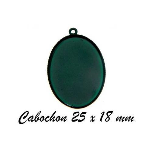 1 support cabochon métal coloré vert foncé 