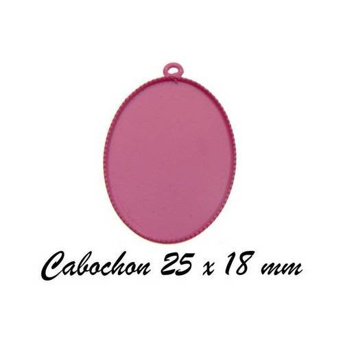 1 support cabochon métal coloré rose ovale 