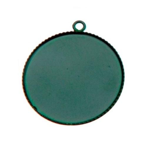 Pendentif support cabochon métal coloré vert foncé 25 mm, vendu à l'unité