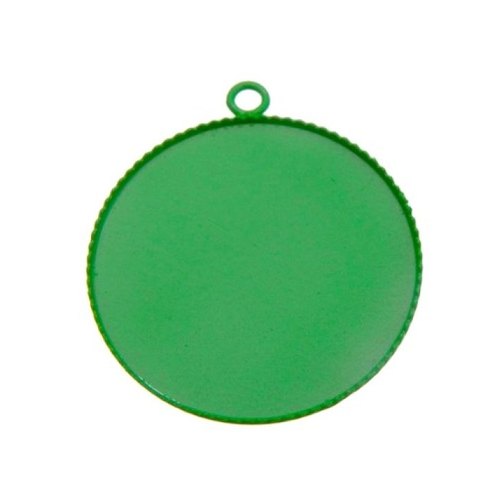 Pendentif support cabochon métal coloré vert 25 mm, vendu à l'unité