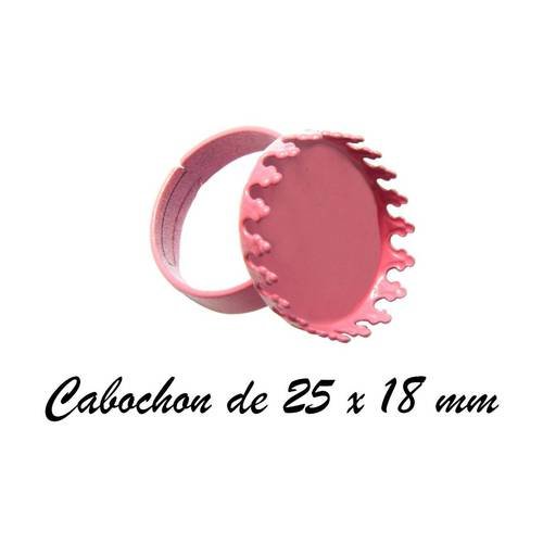 1 support de bague rose cabochon 25x18 mm