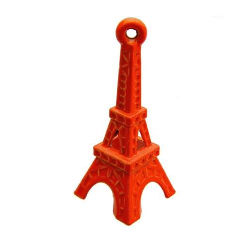 1 pendentif  tour eiffel métal coloré orange fluo