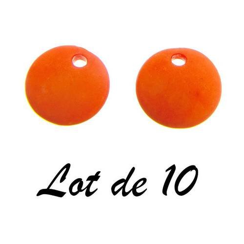 10 x breloques pampilles rondes résine orange 