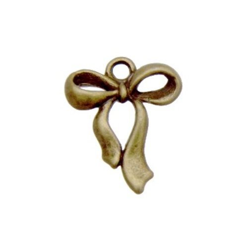 Breloque noeud, 23x17 mm, métal couleur bronze, vendu à l'unité (412)