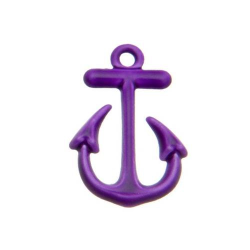 1 pendentif ancre métal coloré violet 